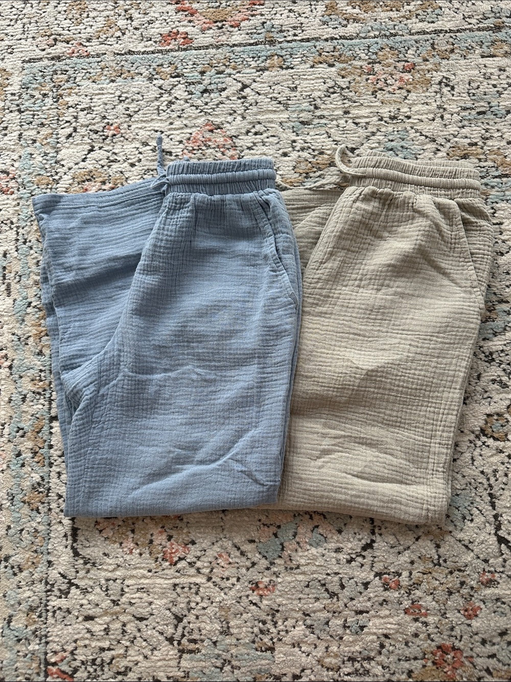 Bundle (2x) of Sincerely Jules Blue & Tan Gauzy Pants | S